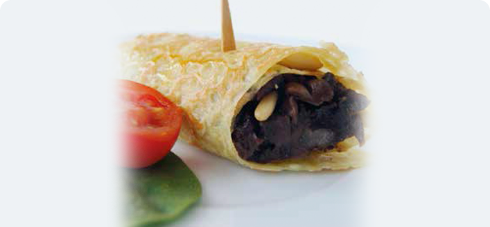 Crepe rellena de morcilla