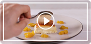 Torrija con helado de Moka y compota de melocotón