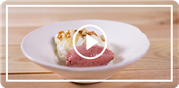 Espuma de yogurt griego con sorbete de higos