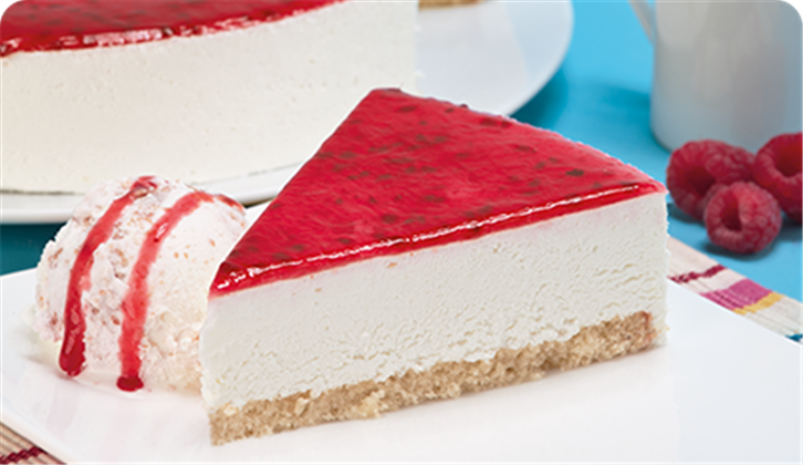 Tarta mousse de queso con frambuesa