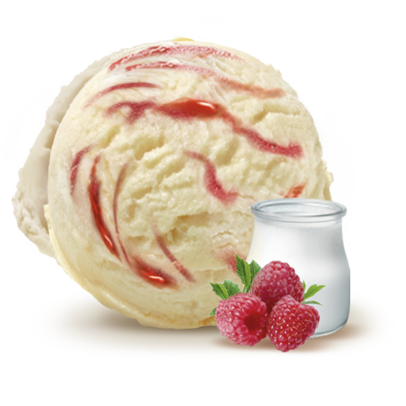 Helado de Yogur con Salsa de frambuesa