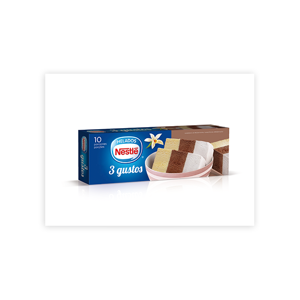 Bloque disponible en: tres gustos, vainilla, nata y turrón