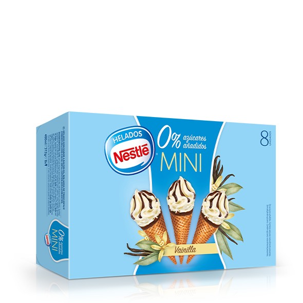 Mini Conos Vainilla 0% azúcares añadidos x8