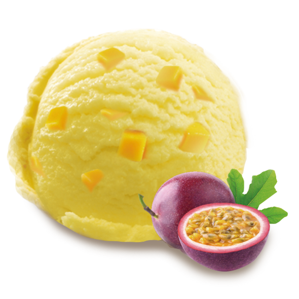 Helado de sorbete de fruta de la pasión